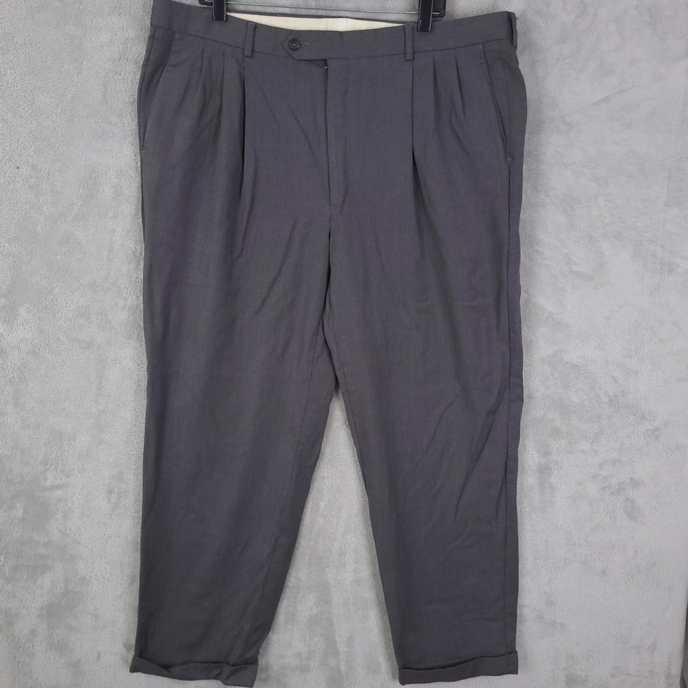 Vintage Givenchy Monsieur Dress Pants Mens 40R Gray Pleated Cuffed Made USA